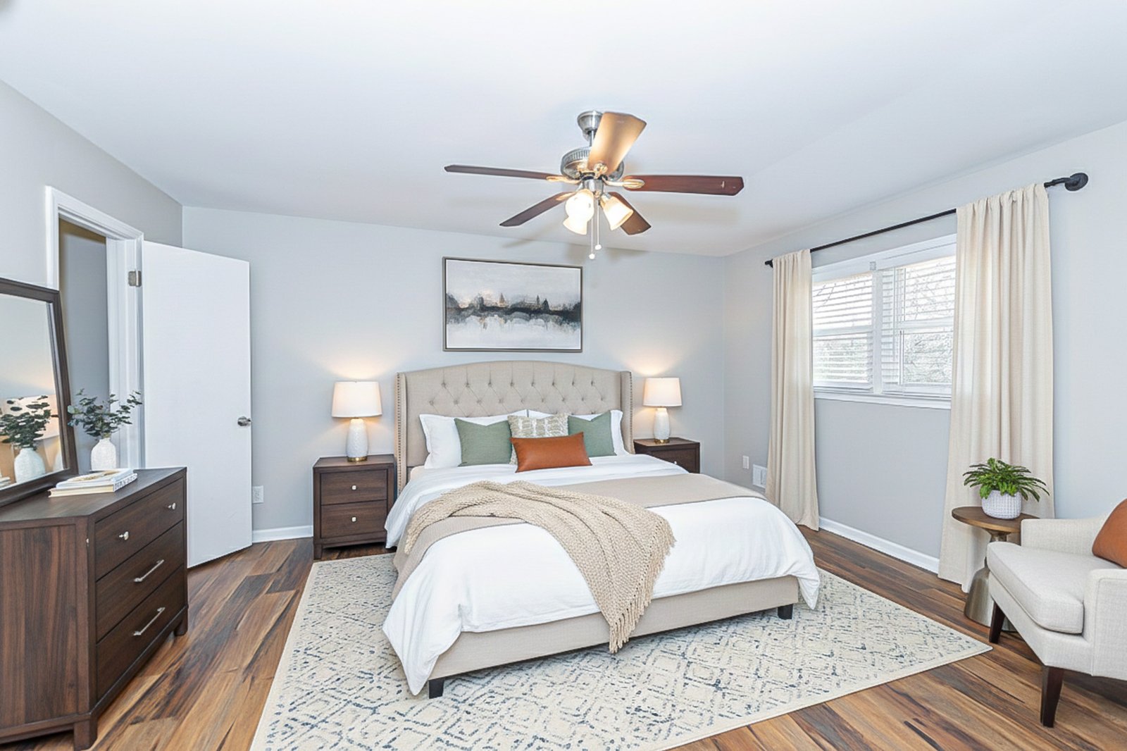 Beautifully staged master bedroom